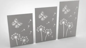 Doppelstabmattenzaun Sichtschutz Pusteblume Edelstahl