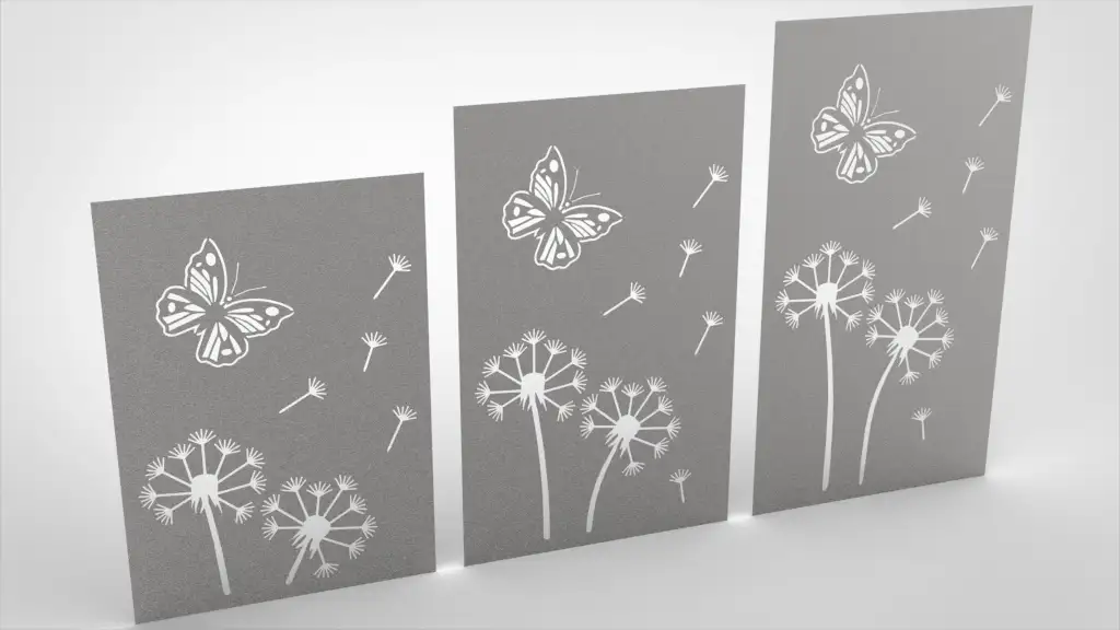 Doppelstabmattenzaun Sichtschutz Pusteblume Edelstahl