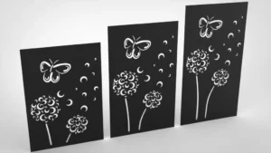 Doppelstabmattenzaun Sichtschutz Pusteblume abstrakt anthrazit