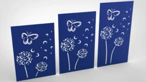 Doppelstabmattenzaun Sichtschutz Pusteblume abstrakt blau