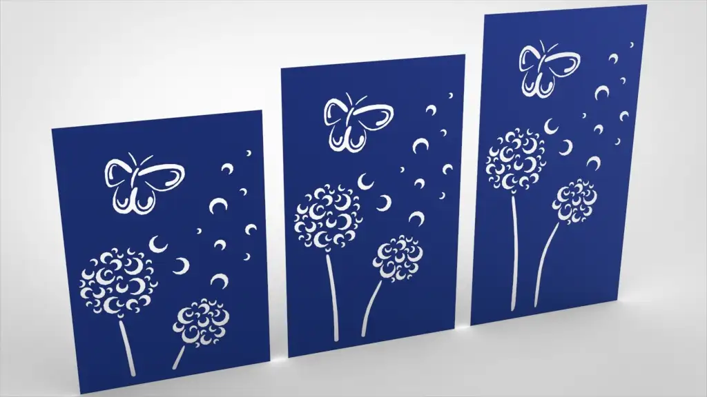 Doppelstabmattenzaun Sichtschutz Pusteblume abstrakt blau