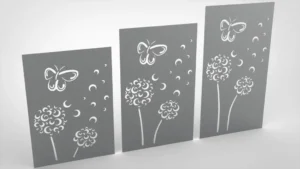 Doppelstabmattenzaun Sichtschutz Pusteblume abstrakt grau