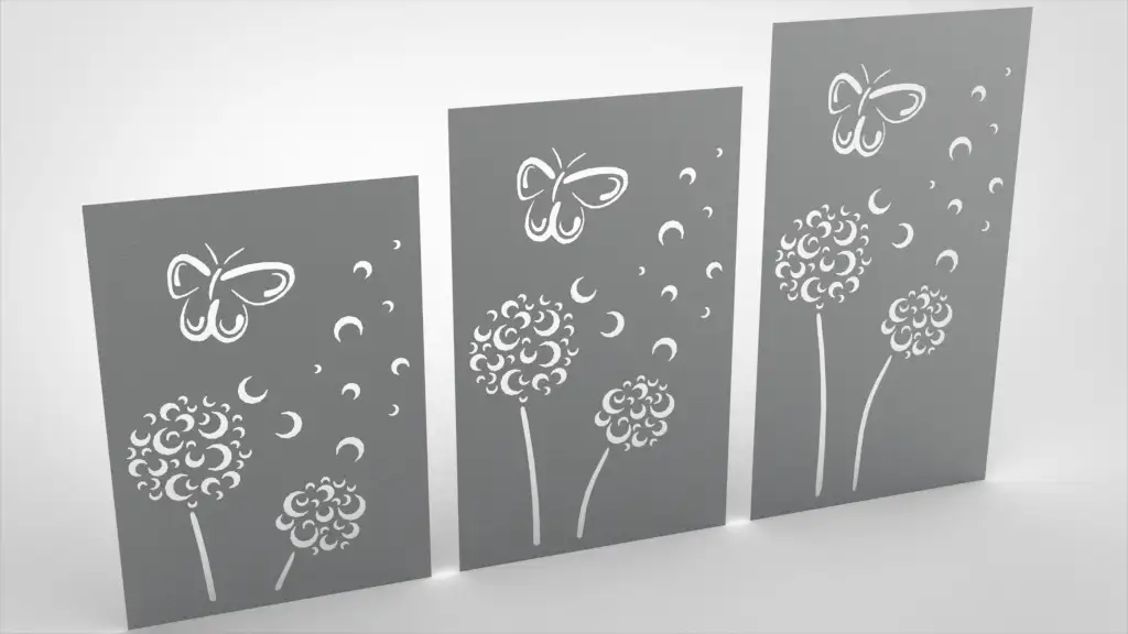 Doppelstabmattenzaun Sichtschutz Pusteblume abstrakt grau