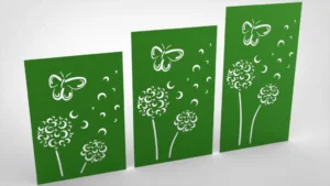 Doppelstabmattenzaun Sichtschutz Pusteblume abstrakt grün