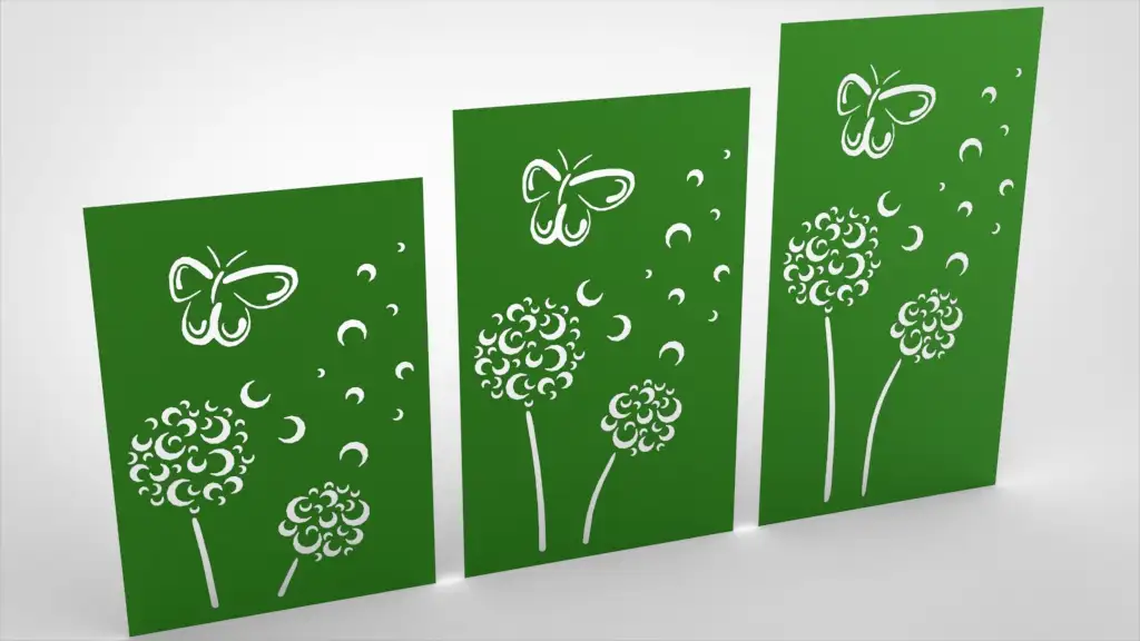 Doppelstabmattenzaun Sichtschutz Pusteblume abstrakt grün