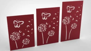 Doppelstabmattenzaun Sichtschutz Pusteblume abstrakt rot