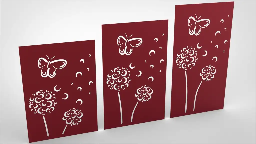 Doppelstabmattenzaun Sichtschutz Pusteblume abstrakt rot