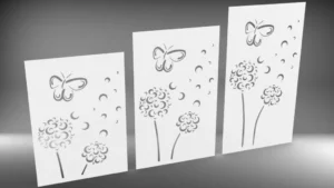 Doppelstabmattenzaun Sichtschutz Pusteblume abstrakt weiß