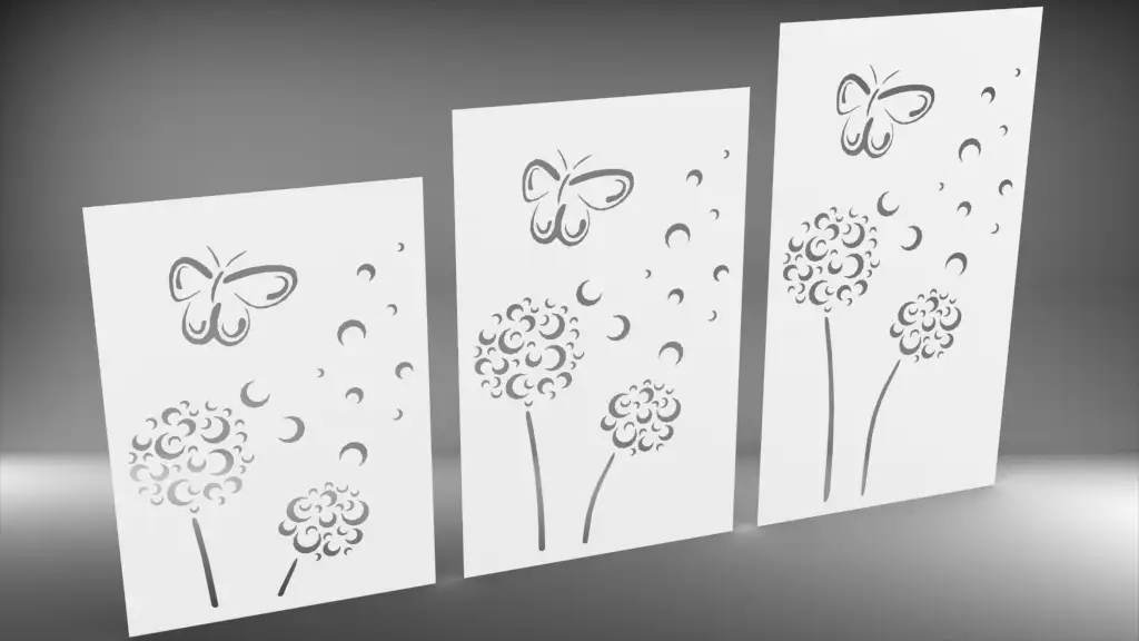 Doppelstabmattenzaun Sichtschutz Pusteblume abstrakt weiß