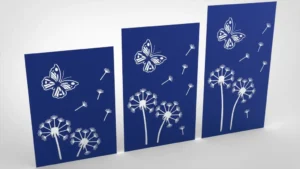 Doppelstabmattenzaun Sichtschutz Pusteblume blau
