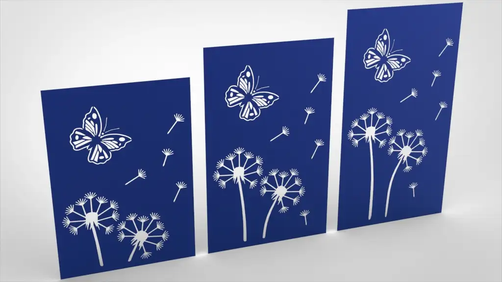 Doppelstabmattenzaun Sichtschutz Pusteblume blau