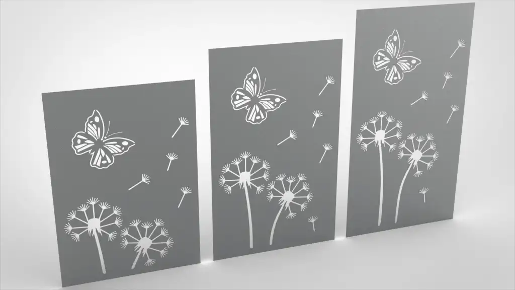 Doppelstabmattenzaun Sichtschutz Pusteblume grau
