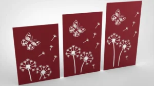 Doppelstabmattenzaun Sichtschutz Pusteblume rot