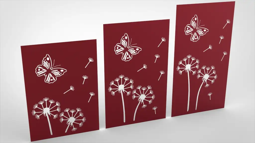 Doppelstabmattenzaun Sichtschutz Pusteblume rot