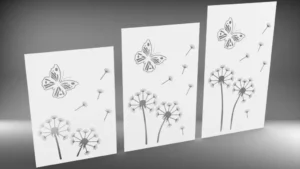 Doppelstabmattenzaun Sichtschutz Pusteblume weiß