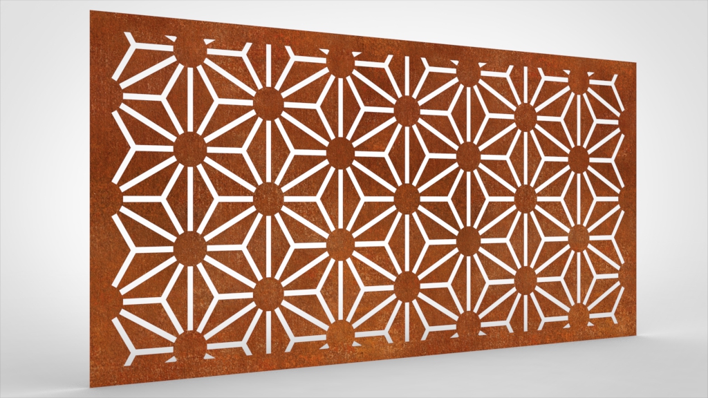 Lochblech Cortenstahl Muster Blüten abstrakt klein