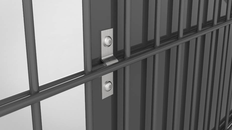 Mattenhalterung mit Stabgittermattenzaun Rückseite