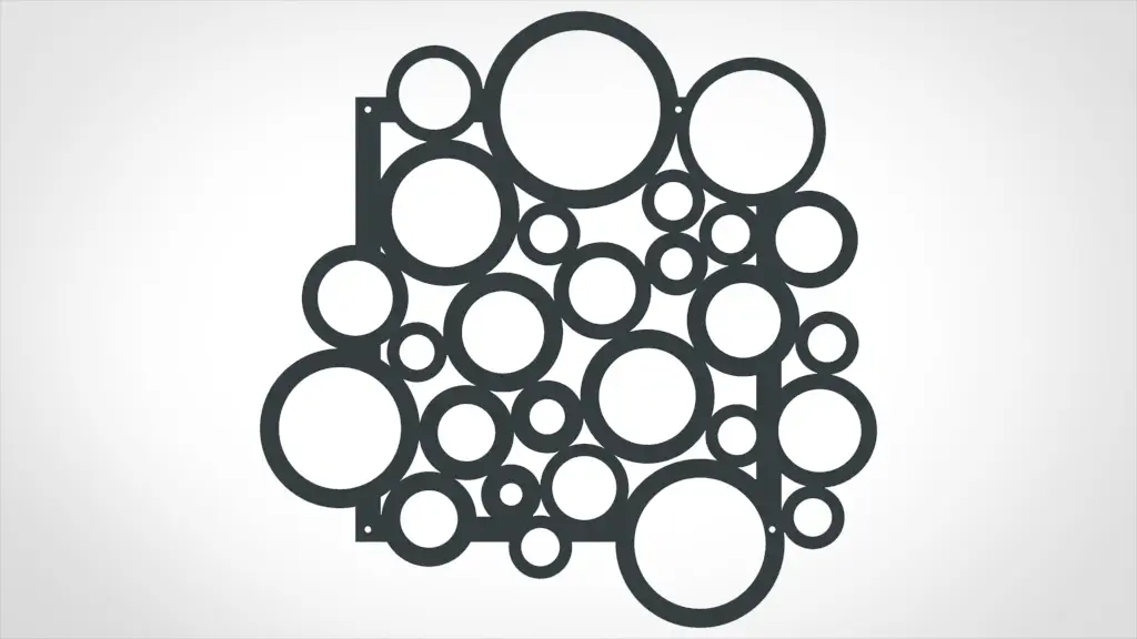 Wanddeko Wandbild Metall Kreise schwarz quadratisch